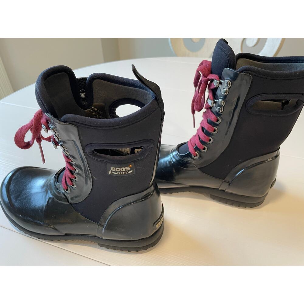Bogs Boots Sidney Solid Black Sz 6 Waterproof Rain Snow Lace Up Outdoors - Picture 7 of 14